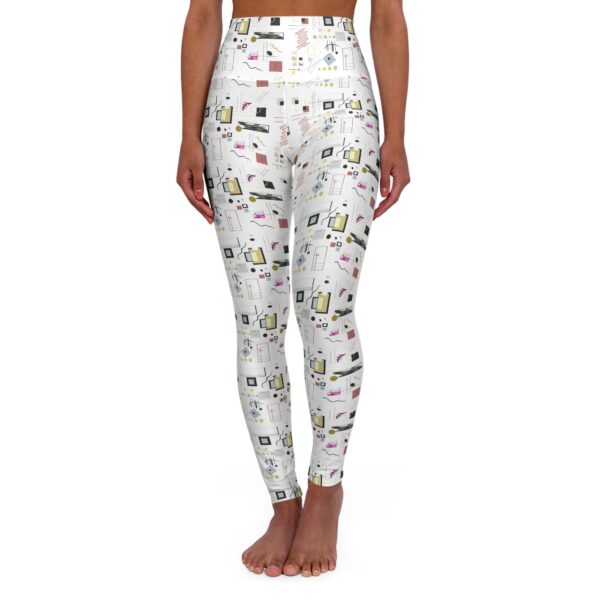 High Waisted Yoga Leggings with Abstract Design, Activewear, Fitness Apparel, Yoga Pants, Workout Leggings, Stylish Exercise Gear - Image 2