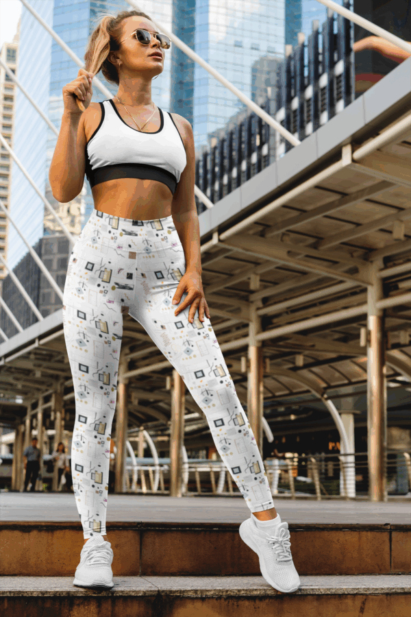 High Waisted Yoga Leggings with Abstract Design, Activewear, Fitness Apparel, Yoga Pants, Workout Leggings, Stylish Exercise Gear