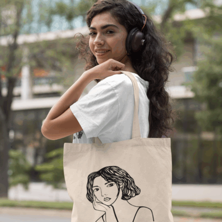 Canvas Tote Bag - Abstract Woman's Face Design