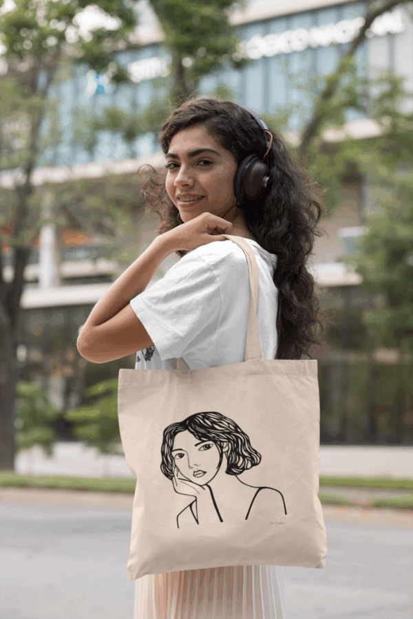 Canvas Tote Bag - Abstract Woman's Face Design
