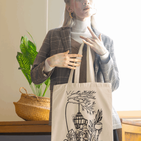 Botanical Bird Cage Tote Bag