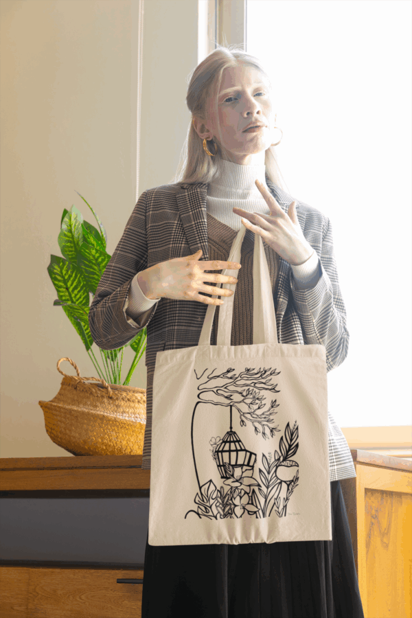 Botanical Bird Cage Tote Bag